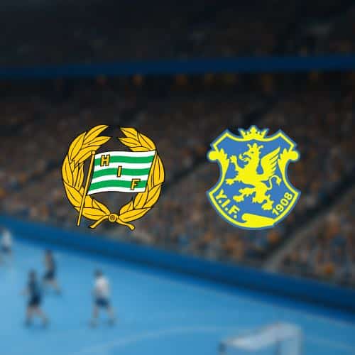 Handbollsarena och loggor för Ystad och Hammarby