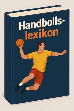 Bok med en handbollsspelare som håller en boll i handen på omslaget. Högst upp på bokomslaget står titeln: "Handbolls-lexikon"